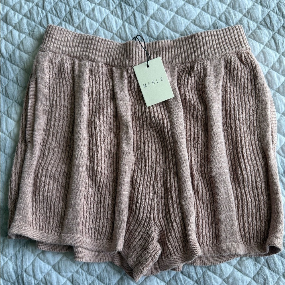 MABLE Blush Cable Knit Sweater Short